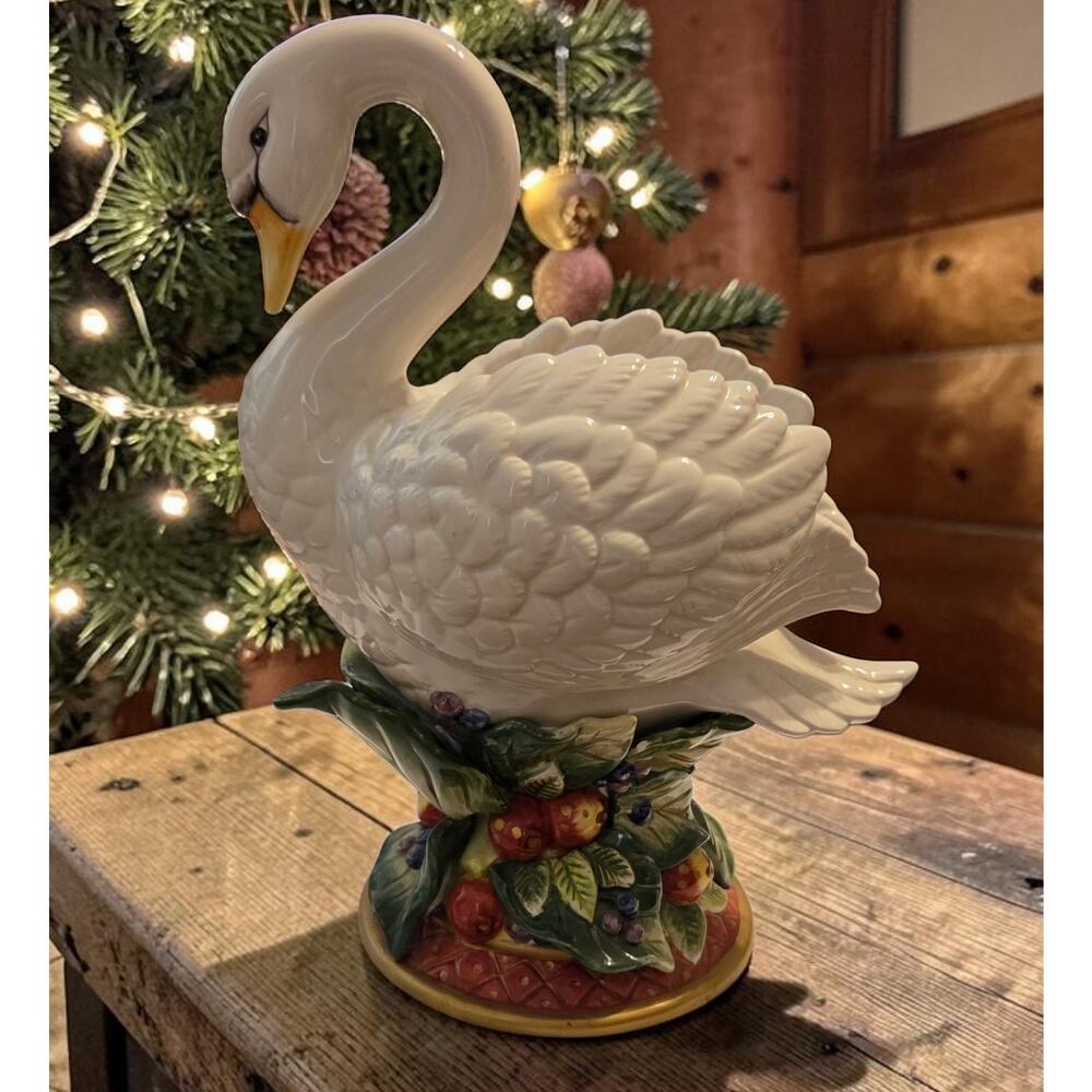 Swan Candleholder Fitz and Floyd Essentials Holiday Swan Collection Christmas - Picture 9 of 10